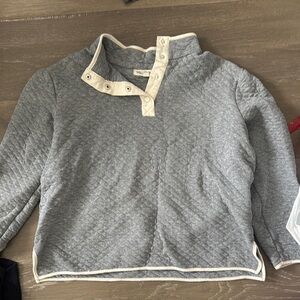Gray Quilted Pullover with Cream Accents